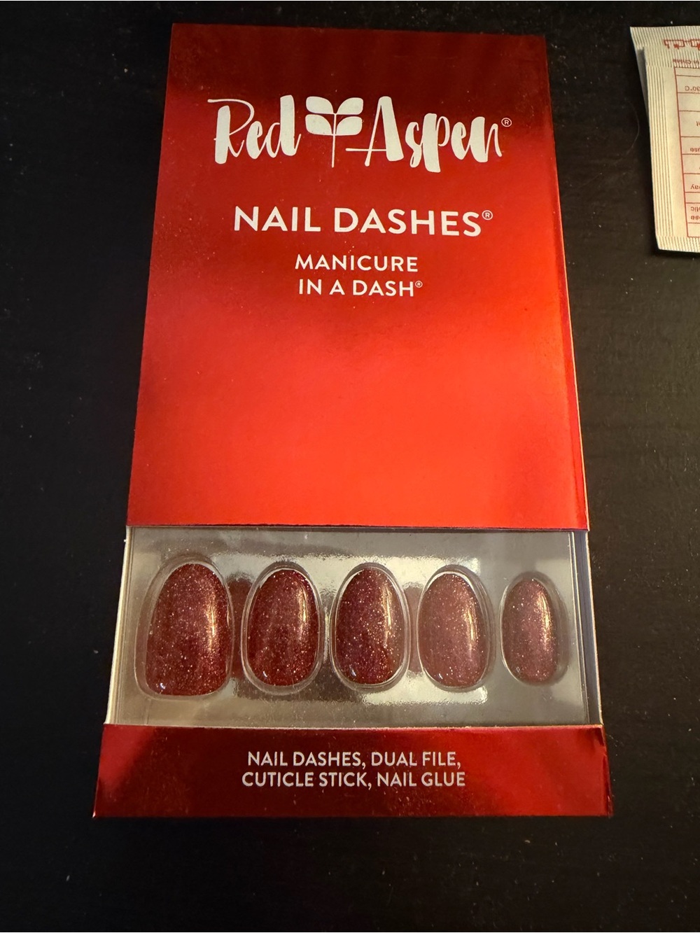 Red Aspen Nail Dashes Burgundy Glitter Press On Nails New